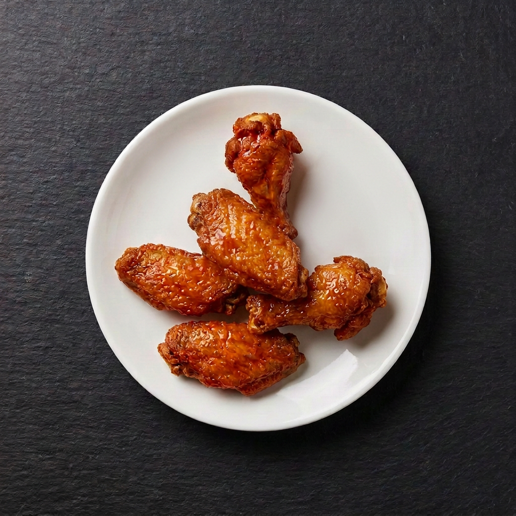 Illustrative saucy 5 Wings serving