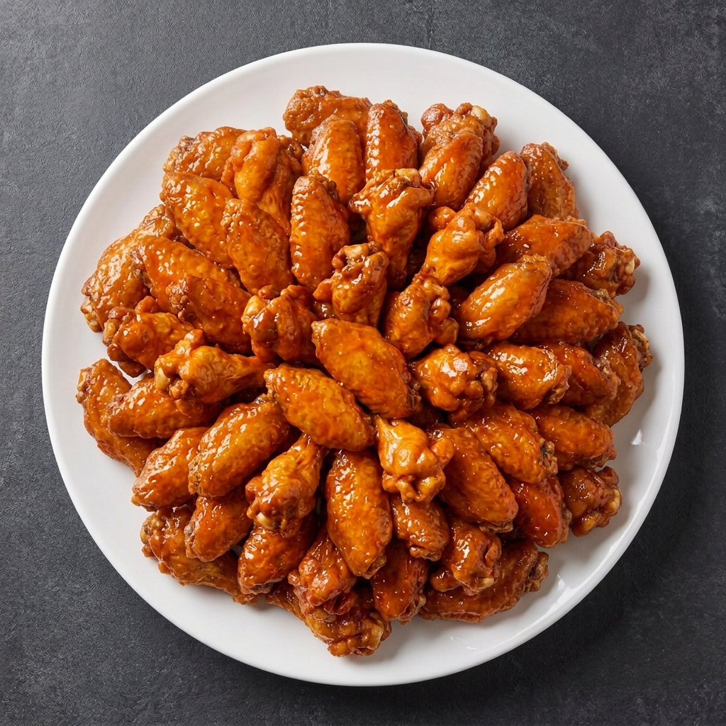 Illustrative saucy 50 Wings serving
